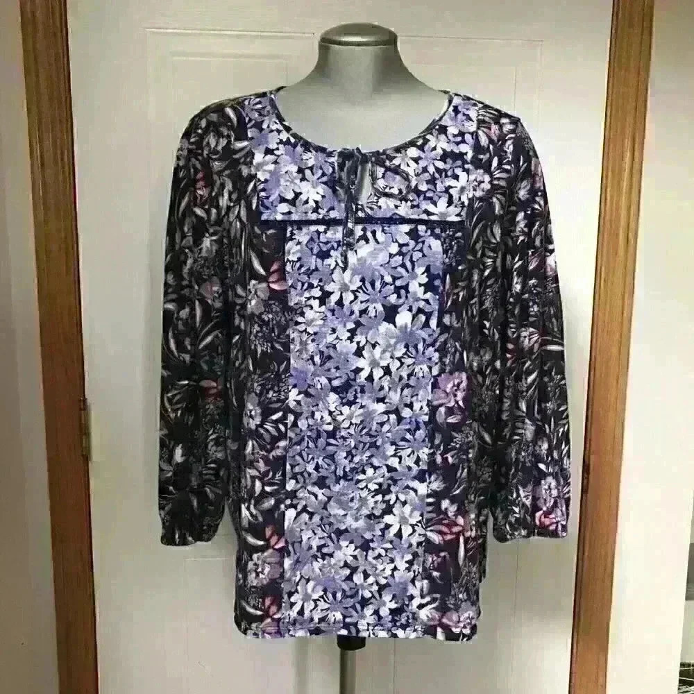 Vintage America Emerson Boho Floral Flowy Cottagecore Hippie Purple - Picture 10 of 11